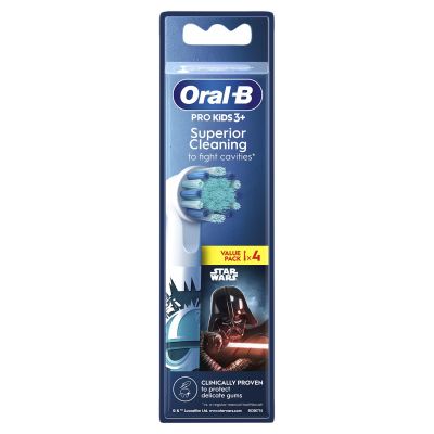 Oral B Kids Rechargeable Electric Toothbrush Soft Replacement Brush Heads Star Wars, Pack of 2