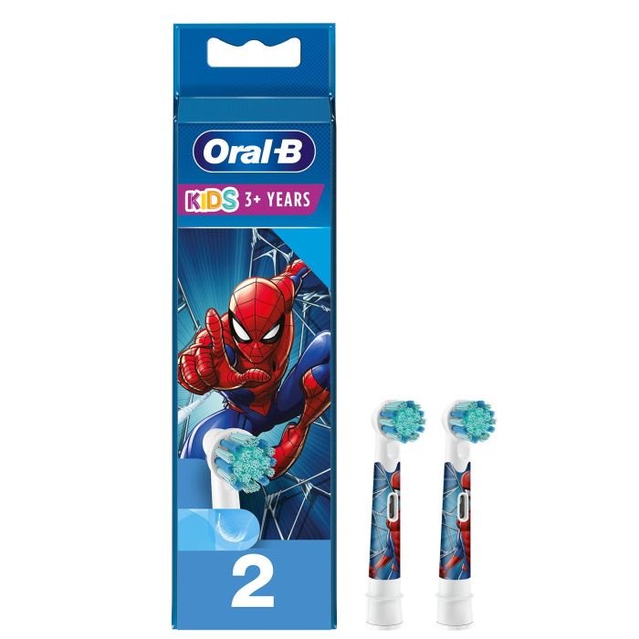 Oral B Kids Rechargeable Electric Toothbrush Soft Replacement Brush Heads Spider Man, Pack of 2