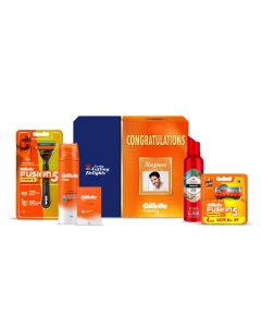 Gillette Fusion Power Razor Complete Shaving Congratulations Gift Pack For Men With 4 Cartridge