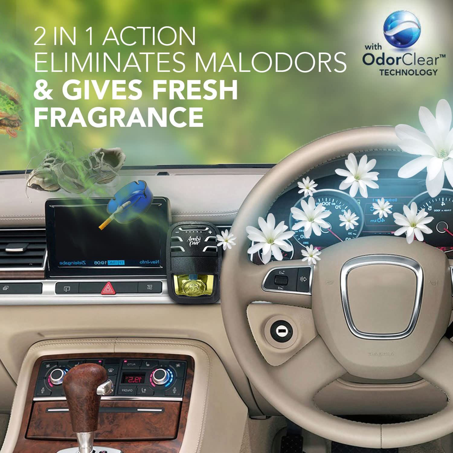 Ambi Pur Jasmine Car Air Freshener Starter Kit (7.5ml)